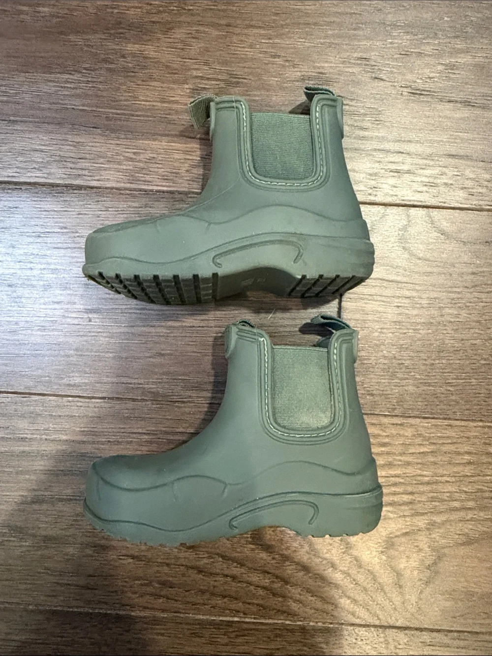 Zara Olive Green Kids Chelsea Rain Boots Size EU 22 - C8-129